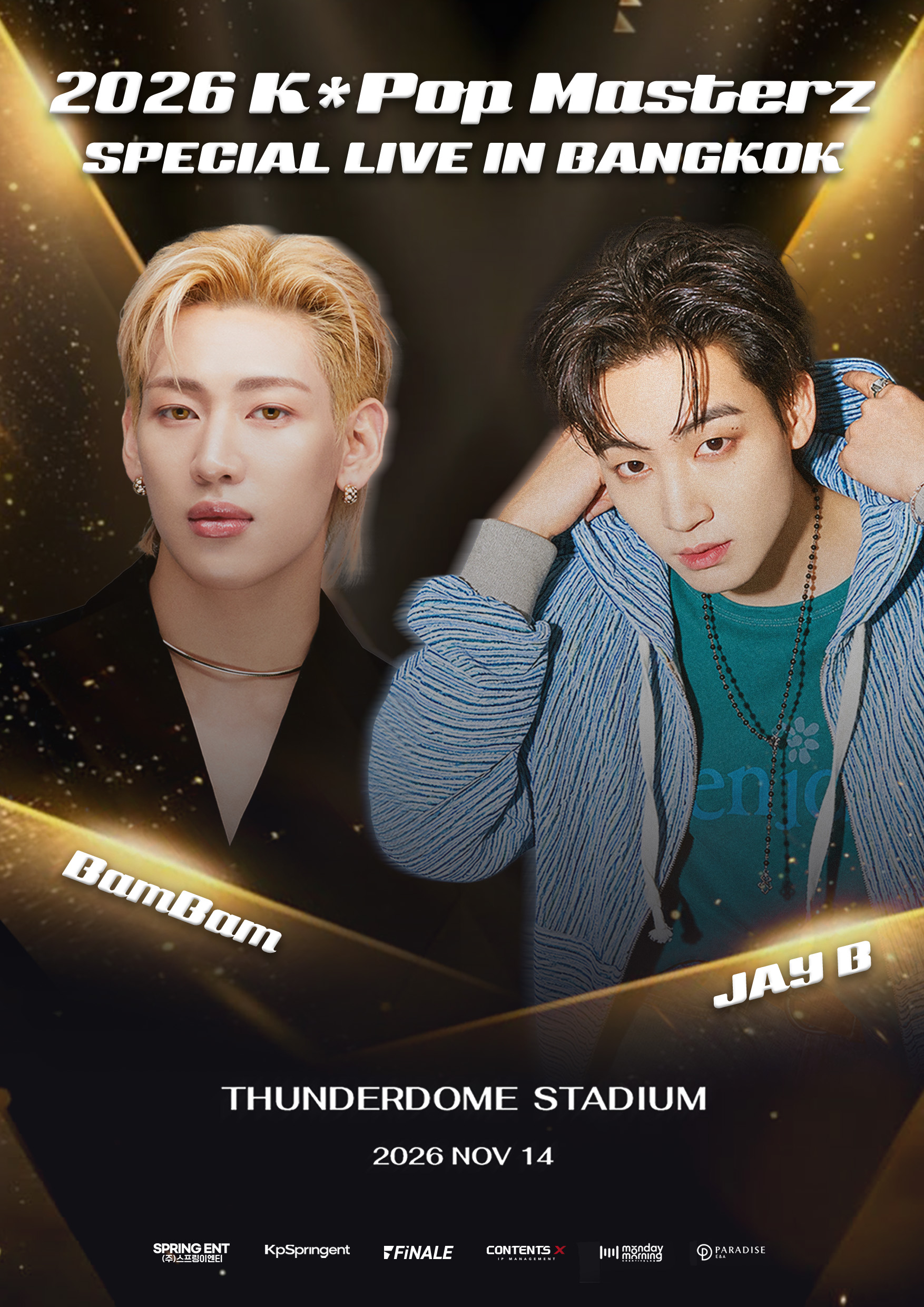 แมตช์หยุดโลก! “แบมแบม-เจบี” แห่ง GOT7 แท็กทีมบุกไทย ขึ้นเวทีประชันความสนุก เรียกรวมพล ‘อากาเซ่ไทย’ ใน “2026 K*Pop Masterz SPECIAL LIVE IN BANGKOK” 14 พ.ย. นี้!