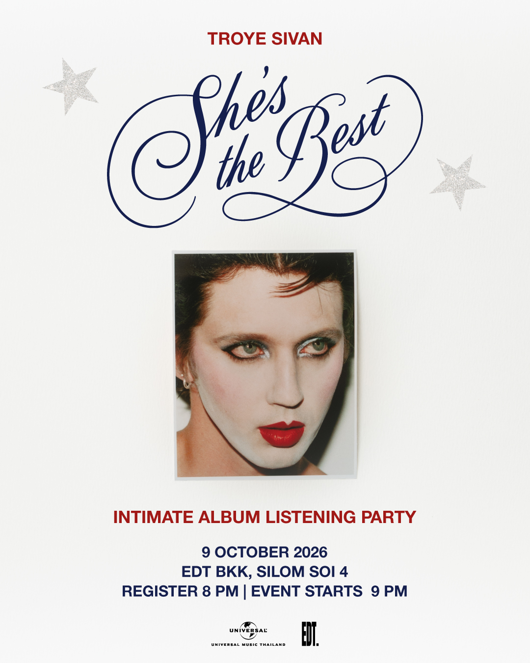 ถึงเวลาที่รอคอย! ชวนแฟน ๆ Troye Sivan ร่วมเป็น 50 ผู้โชคดี ฉลองอัลบั้มใหม่ She’s the Best ในงาน Troye Sivan | She’s the Best Intimate Album Listening Party วันที่ 9 ต.ค. นี้